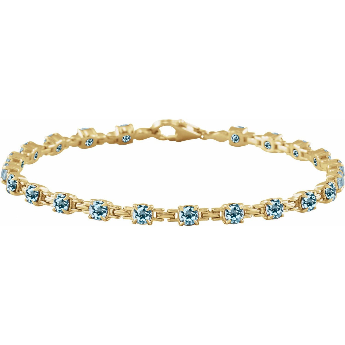 Pulseira riviera topázio azul – Ouro Amarelo 14k