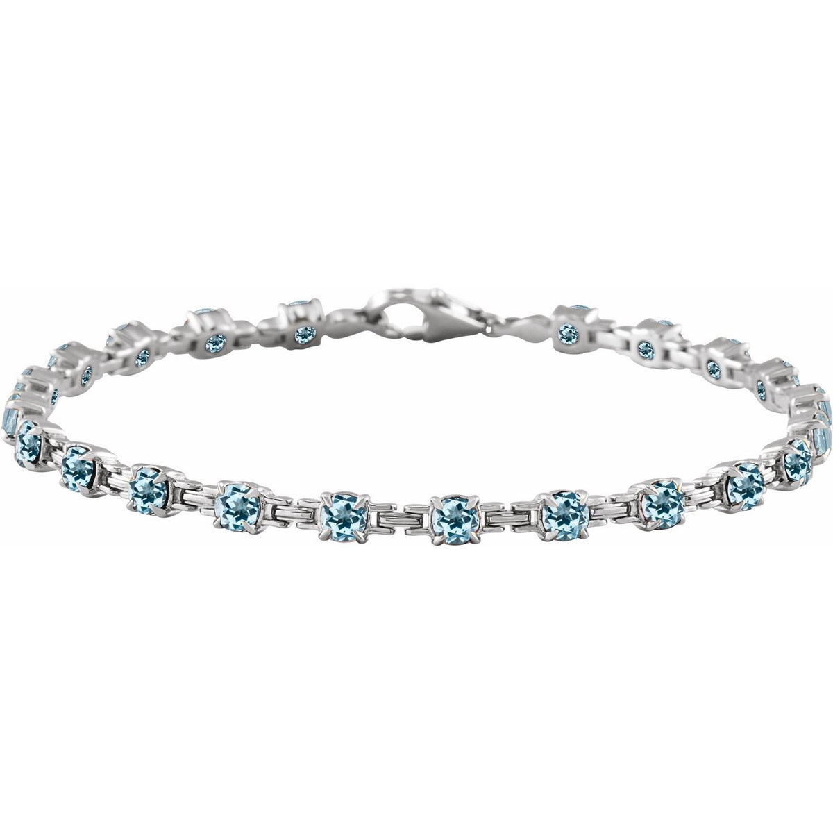 Pulseira riviera topázio azul – Ouro Branco 14k