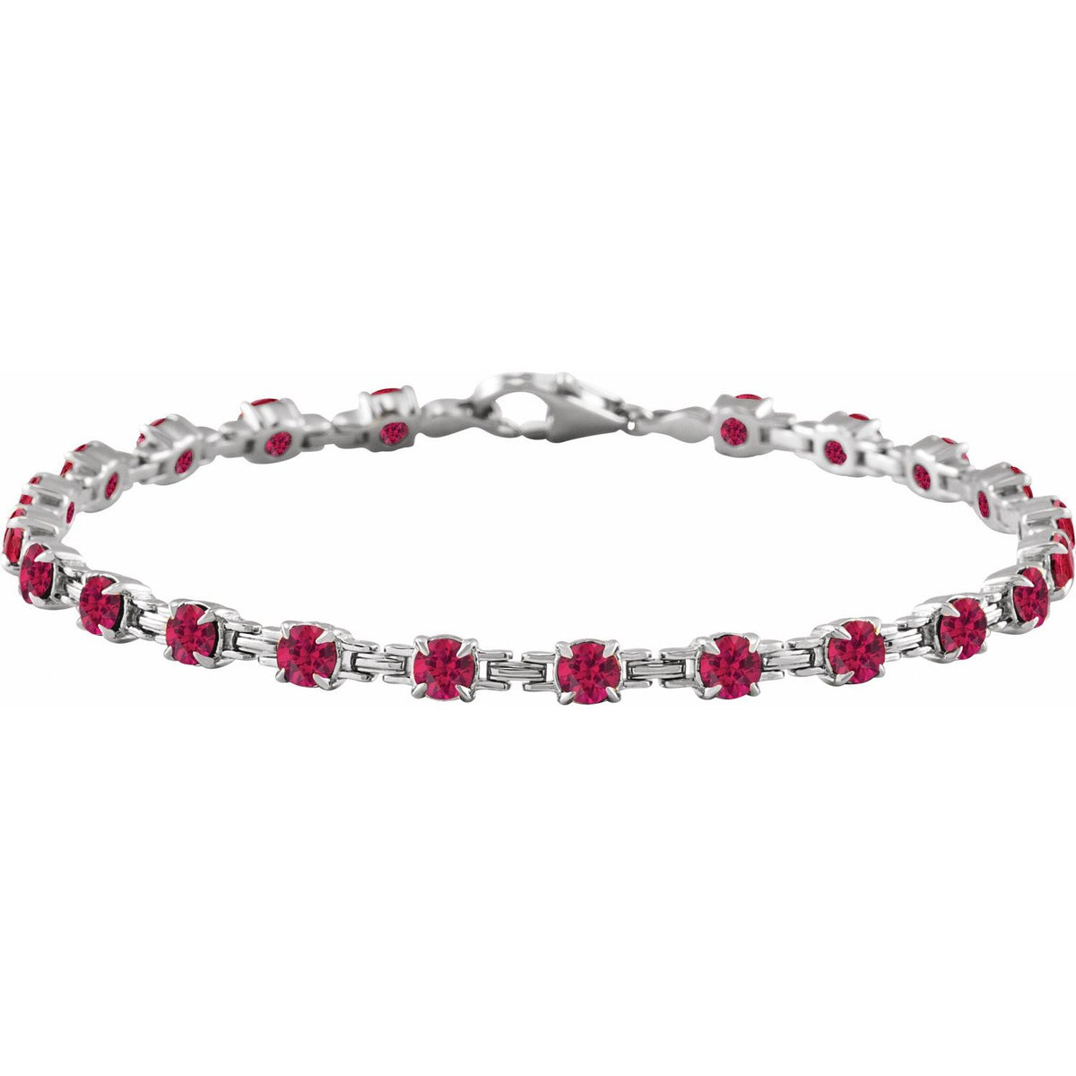 Pulseira riviera rubi – Ouro Branco 14k