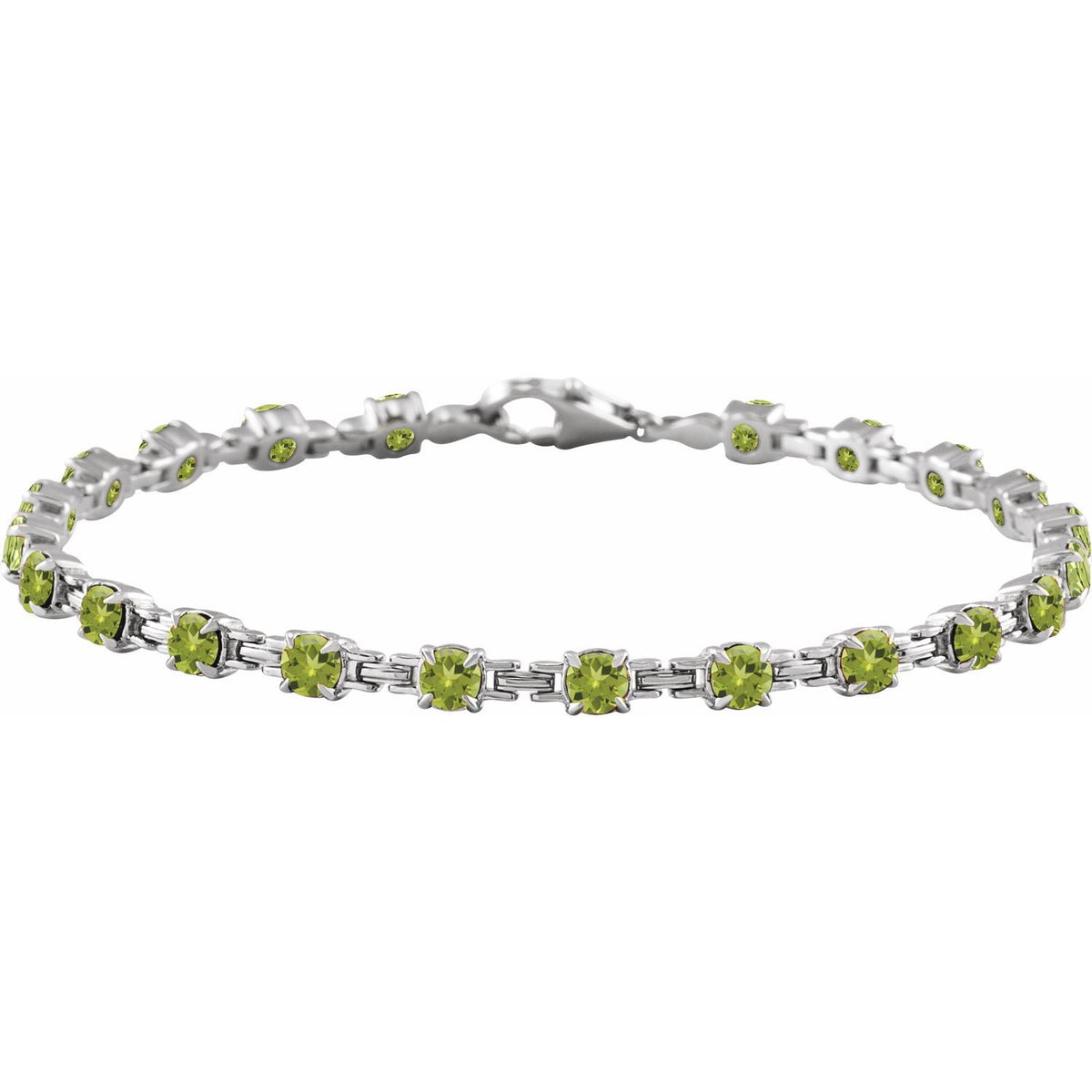 Pulseira riviera peridoto – Ouro Branco 14k