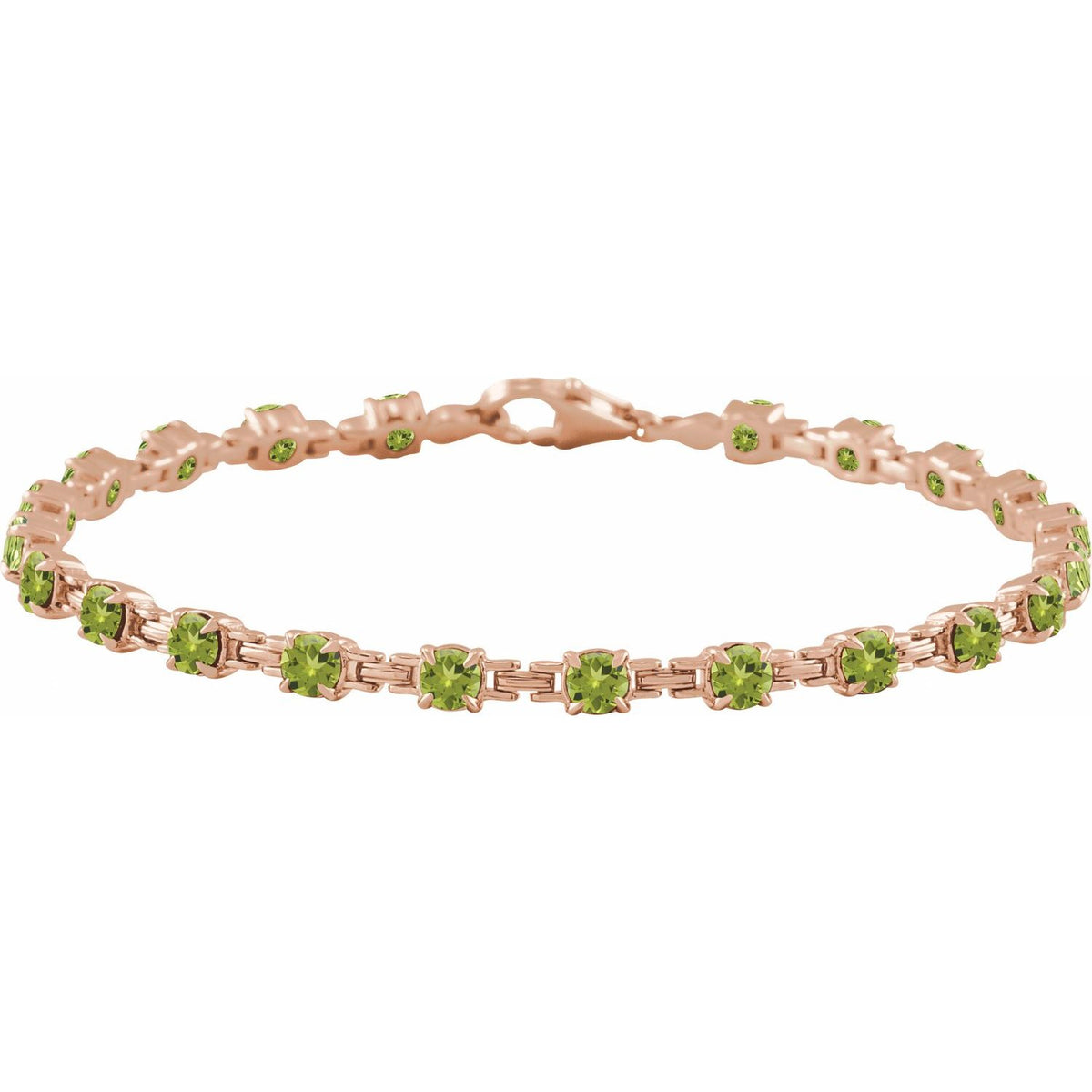 Pulseira riviera peridoto – Ouro Rosé 14k