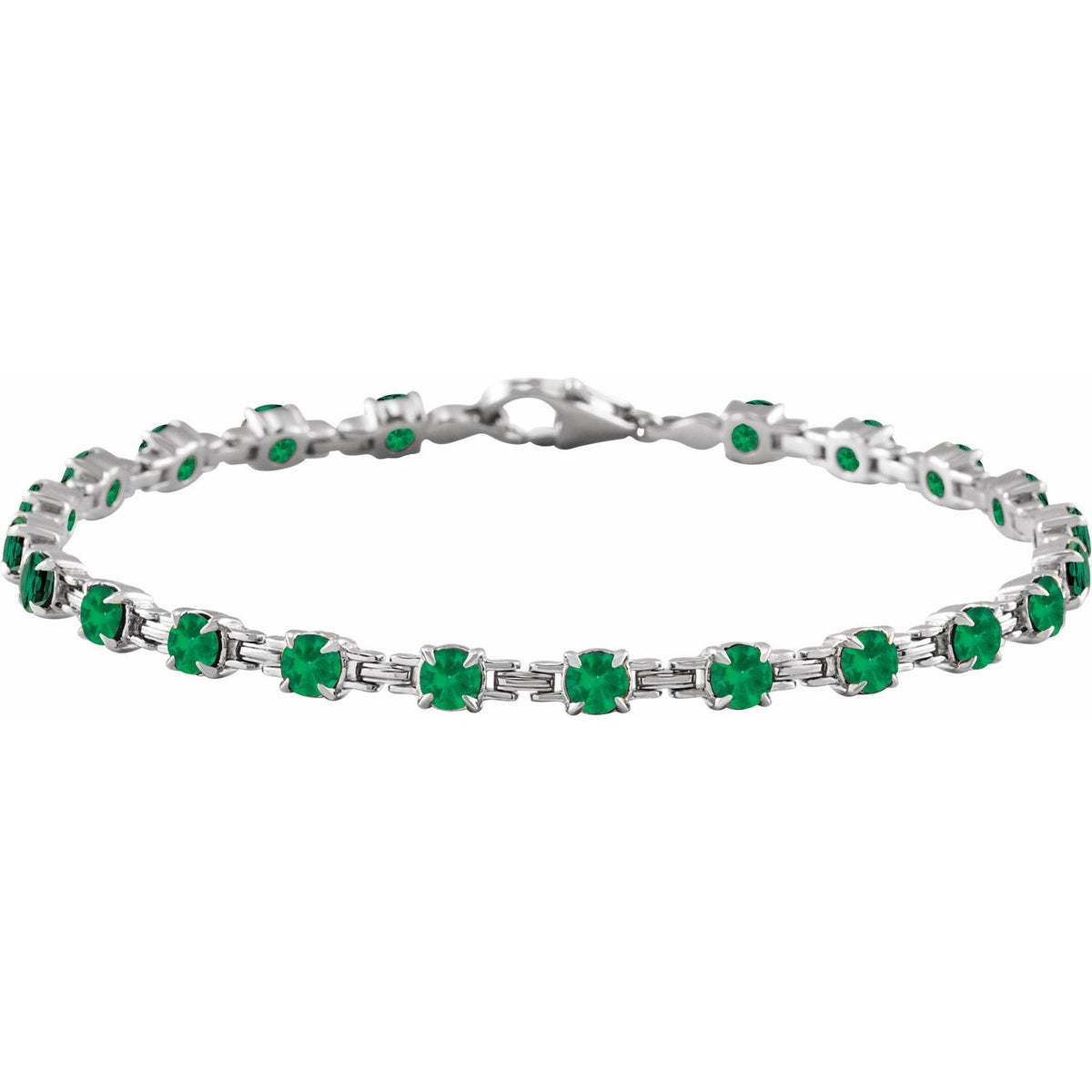 Pulseira riviera esmeralda – Ouro Branco 14k