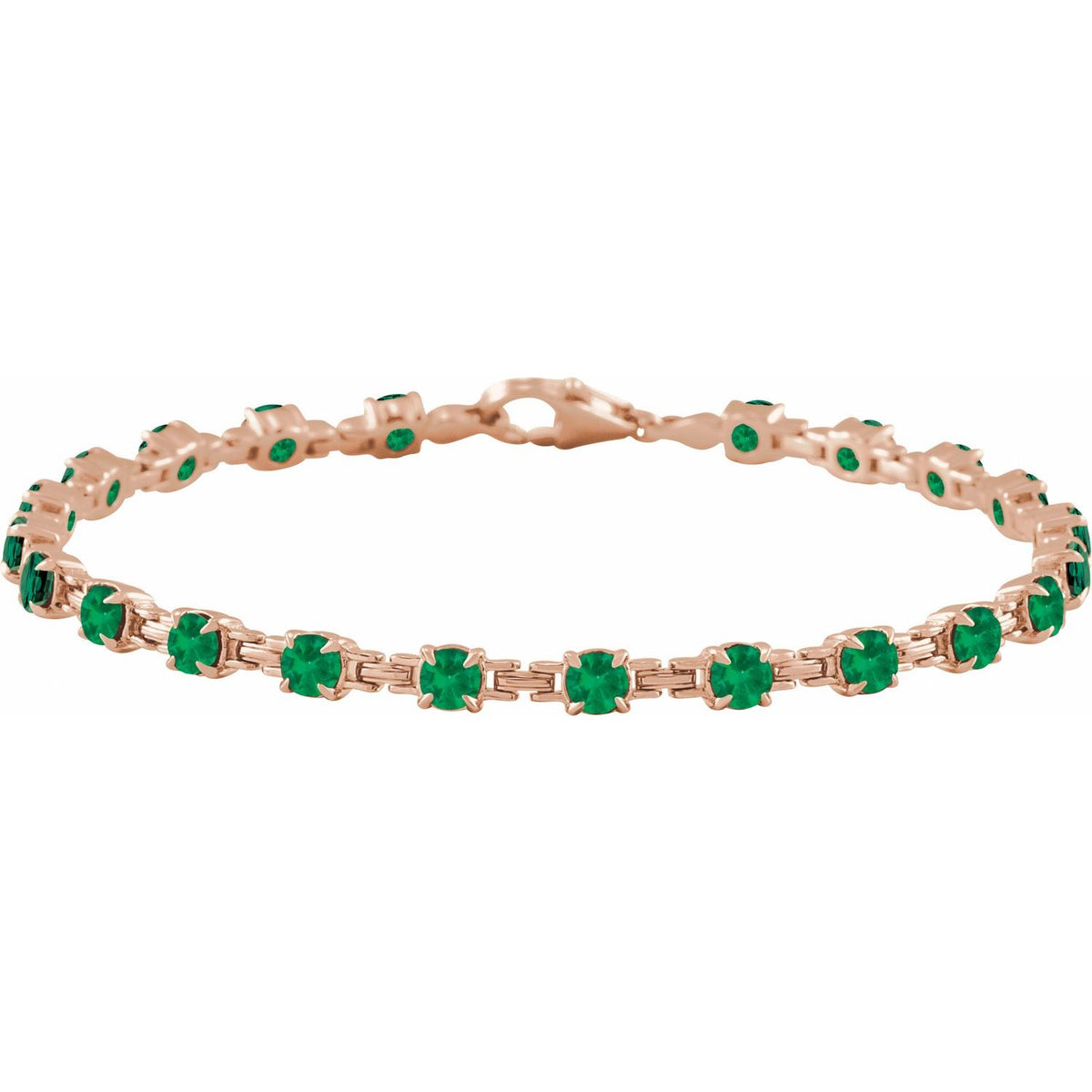 Pulseira riviera esmeralda – Ouro Rosé 14k