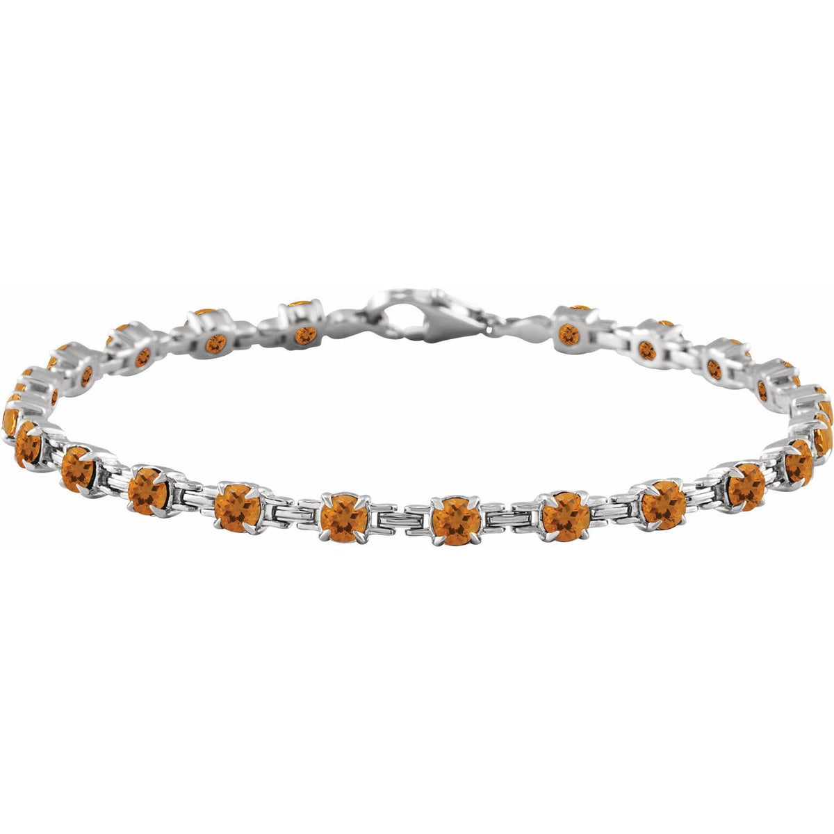Pulseira riviera citrino – Ouro Branco 14k