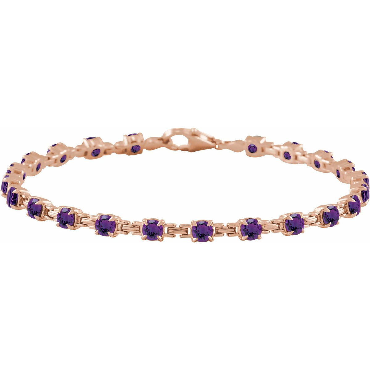 Pulseira riviera ametista – Ouro Rosé 14k