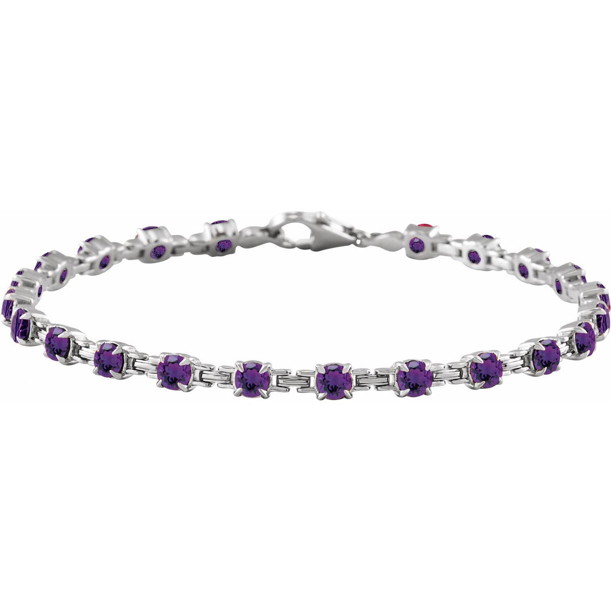 Pulseira riviera ametista – Ouro Branco 14k