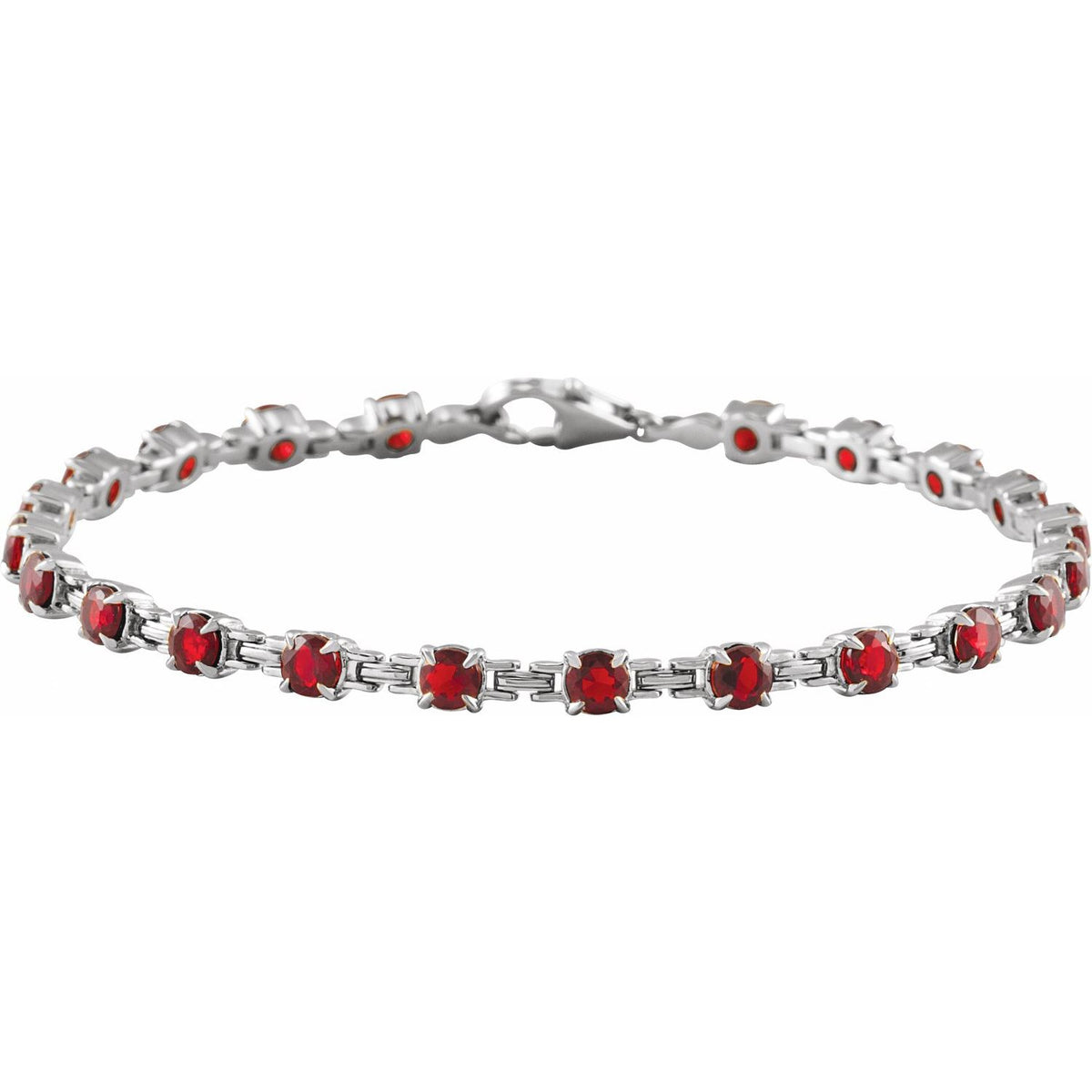 Pulseira riviera granada – Ouro Branco 14k