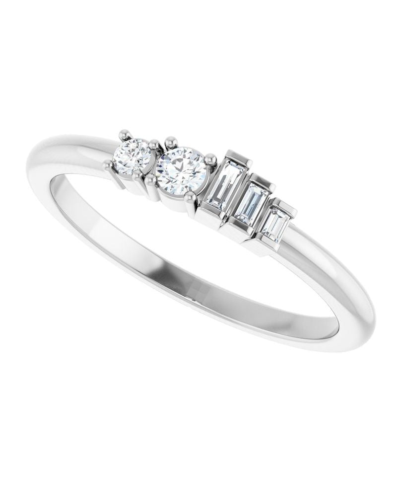 Anel Cravejado Empilhável em Ouro 14k com Diamantes Naturais – Modelo 12