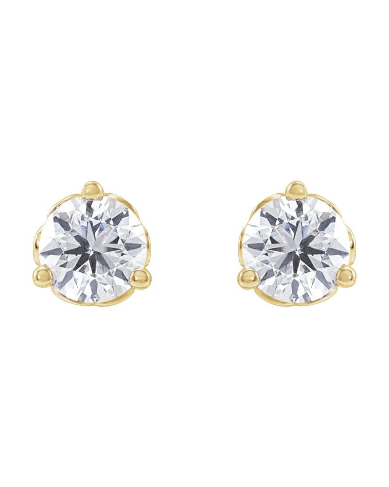 Brinco Ponto de Luz Redondo Três Garras Arabesco em Ouro 14k com Diamantes de Laboratório – Modelo 2