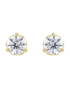 Brinco Ponto de Luz Redondo Três Garras Arabesco em Ouro 14k com Diamantes de Laboratório – Modelo 2