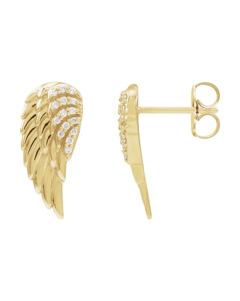 Brinco Asa de Anjo em Ouro 14k com Diamantes Naturais