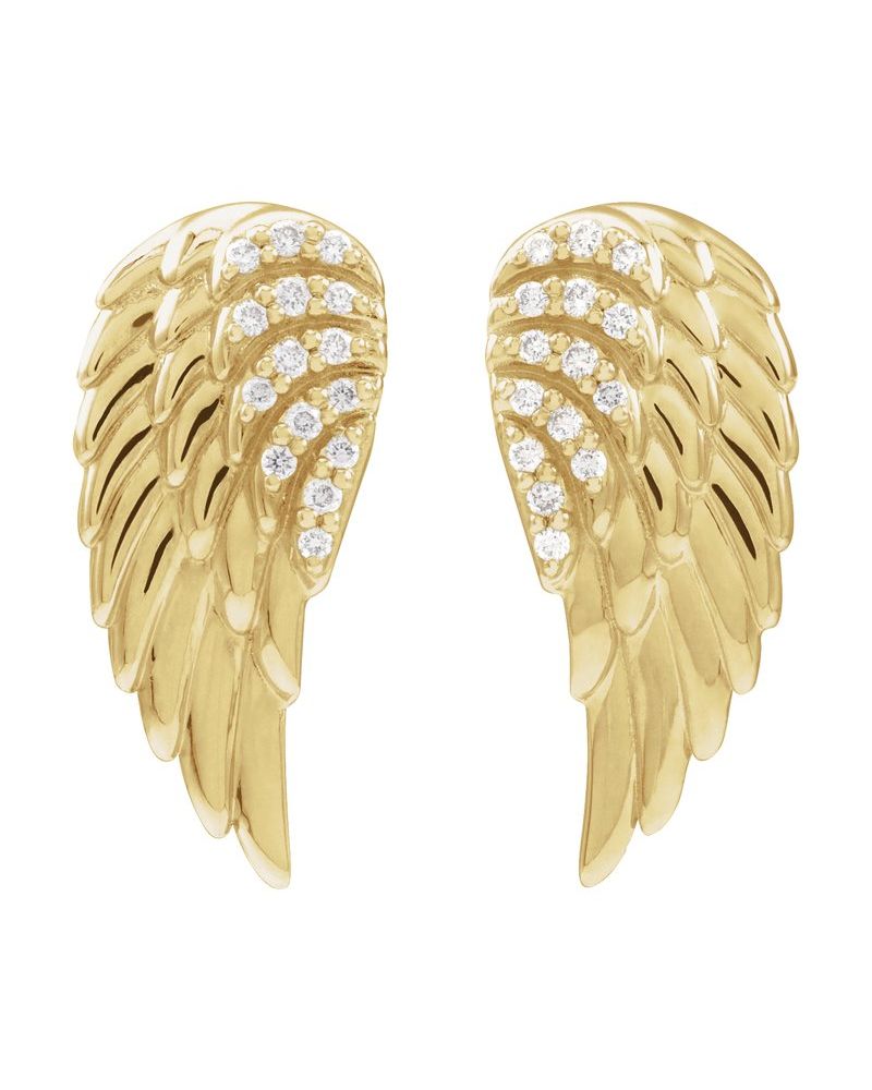 Brinco Asa de Anjo em Ouro 14k com Diamantes Naturais