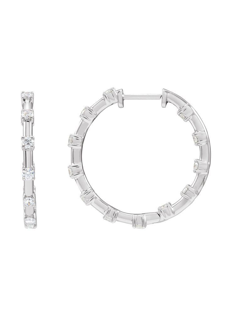 Brinco de Aro Dentro e Fora em Ouro 14k com Diamantes de Laboratório – Modelo 5