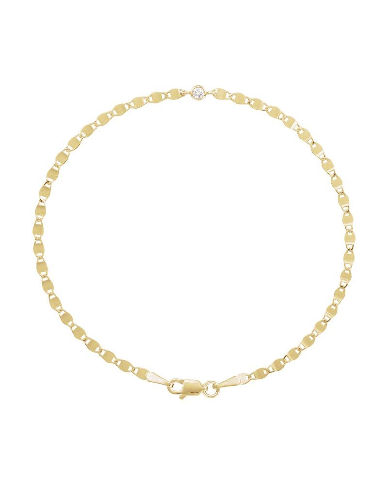Pulseira Elos Cravejada em Ouro 14k com Diamantes Negros