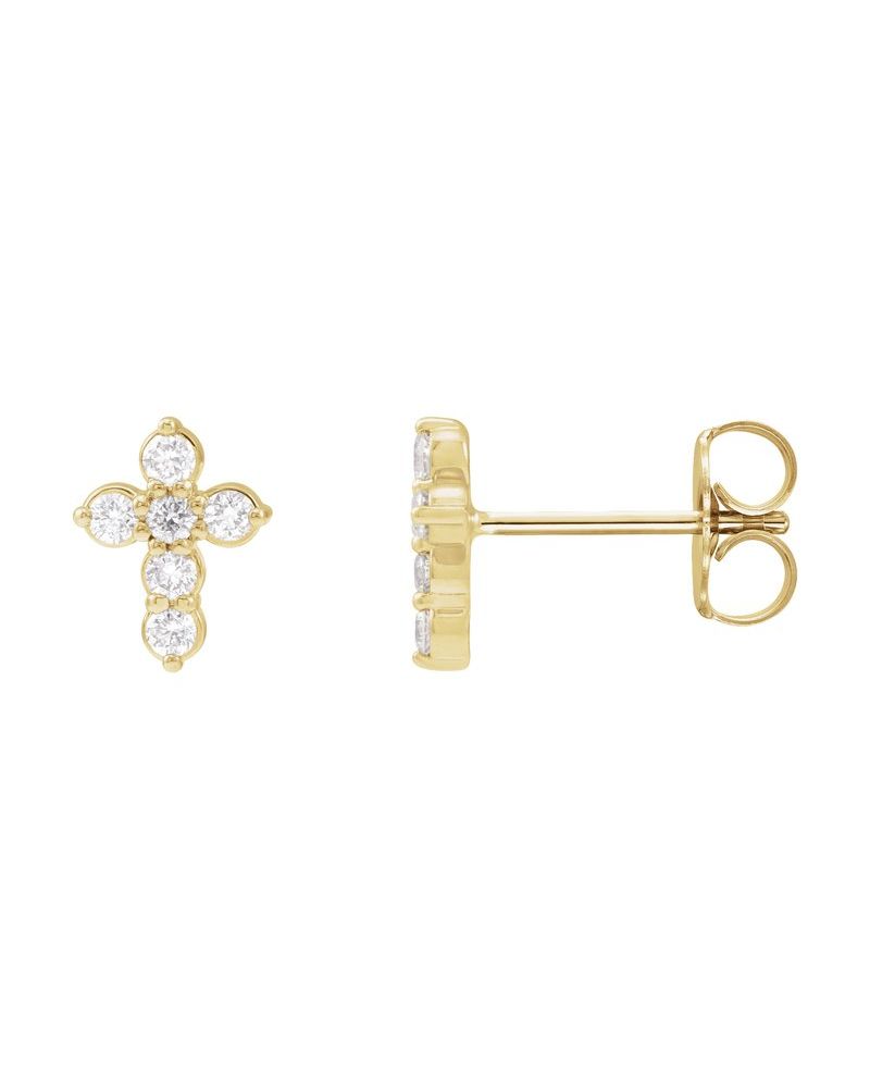 Brinco Cruz em Ouro 14k com Diamantes de Laboratório