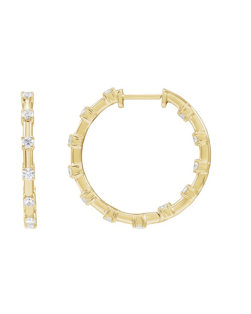 Brinco de Aro Dentro e Fora em Ouro 14k com Diamantes de Laboratório – Modelo 5