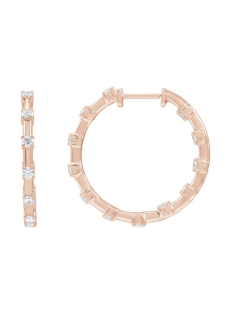 Brinco de Aro Dentro e Fora em Ouro 14k com Diamantes de Laboratório – Modelo 5