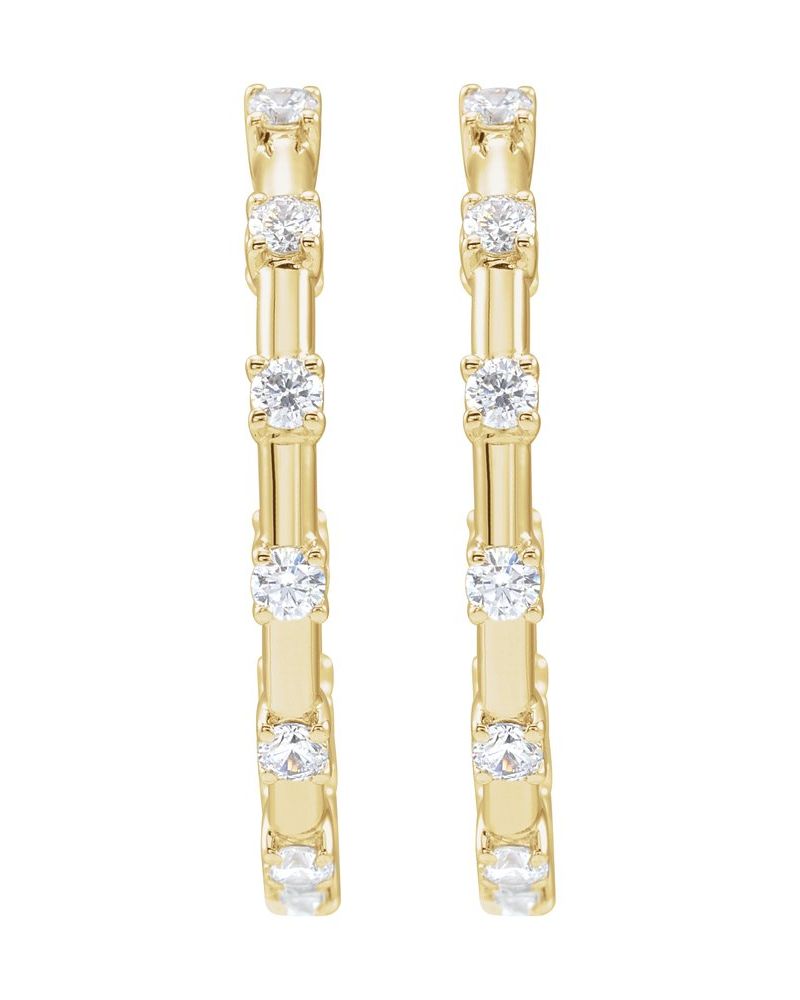Brinco de Aro Dentro e Fora em Ouro 14k com Diamantes de Laboratório – Modelo 5