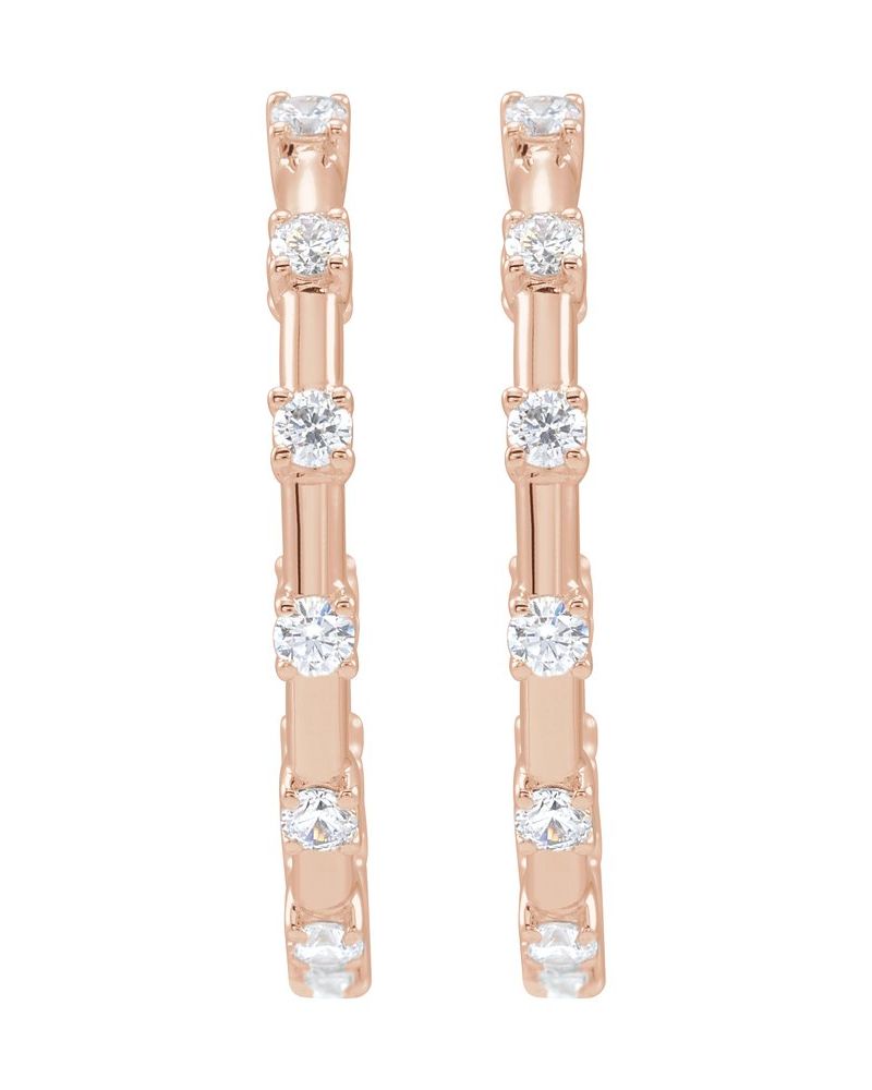 Brinco de Aro Dentro e Fora em Ouro 14k com Diamantes de Laboratório – Modelo 5