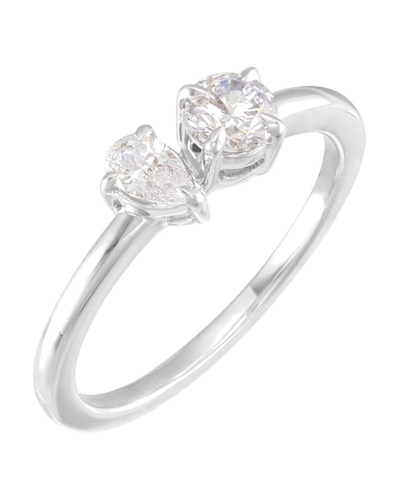 Anel Duas Pedras em Ouro 14k com Diamantes de Laboratório – Modelo 4