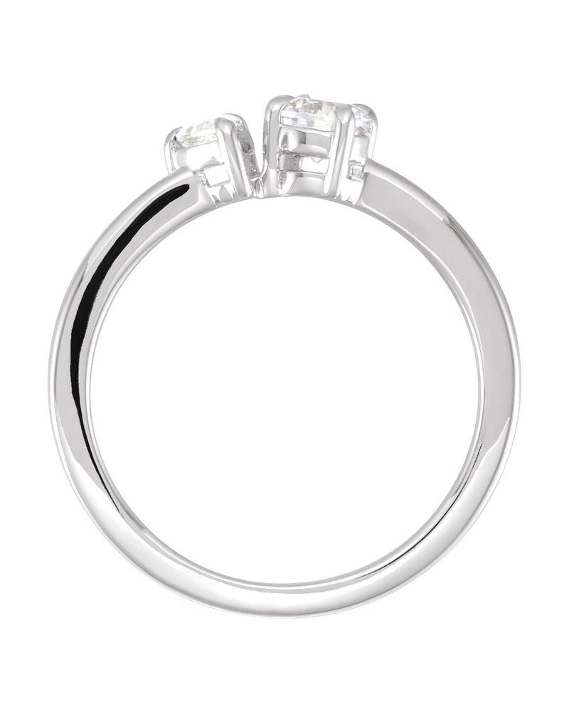 Anel Duas Pedras em Ouro 14k com Diamantes de Laboratório – Modelo 4
