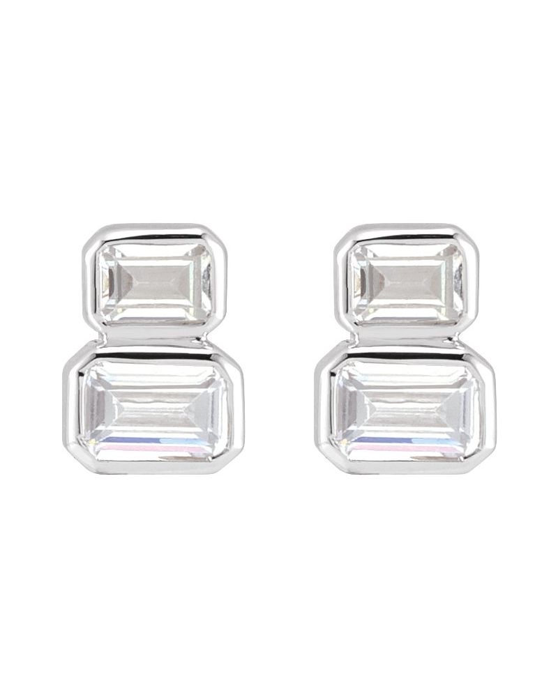 Brinco Ponto de Luz Duas Pedras em Ouro 14k com Diamantes de Laboratório