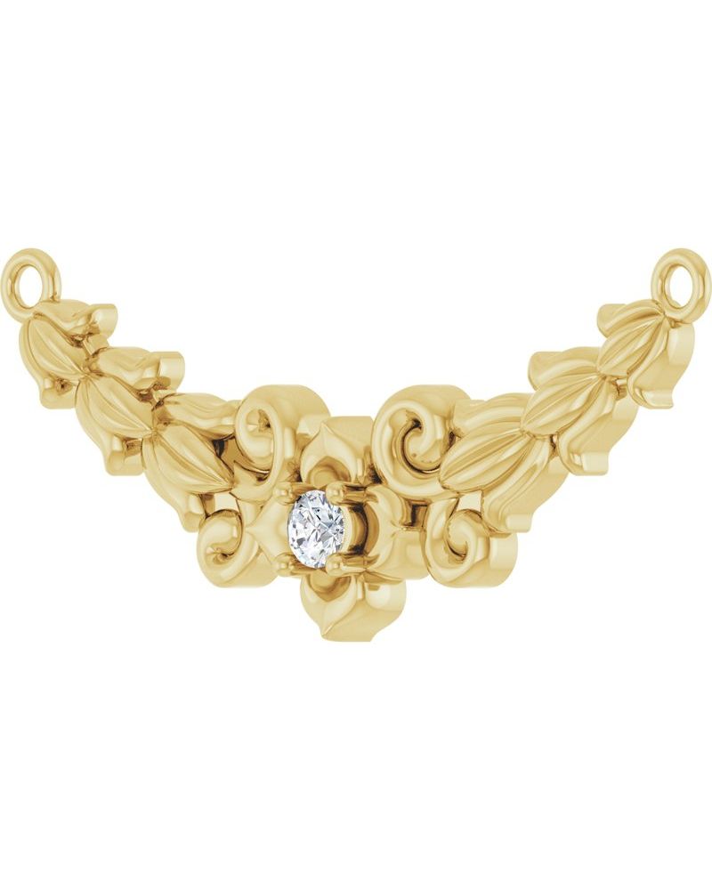 Colar Floral em Ouro 14k com Diamantes de Laboratório