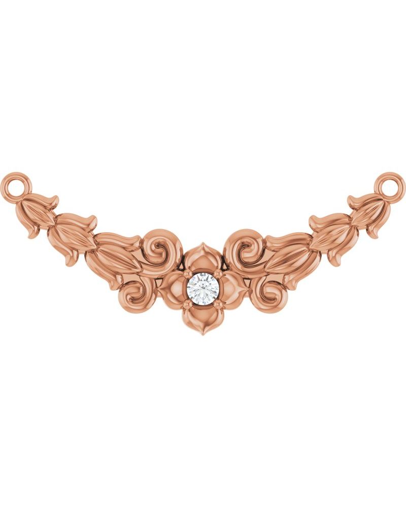 Colar Floral em Ouro 14k com Diamantes de Laboratório