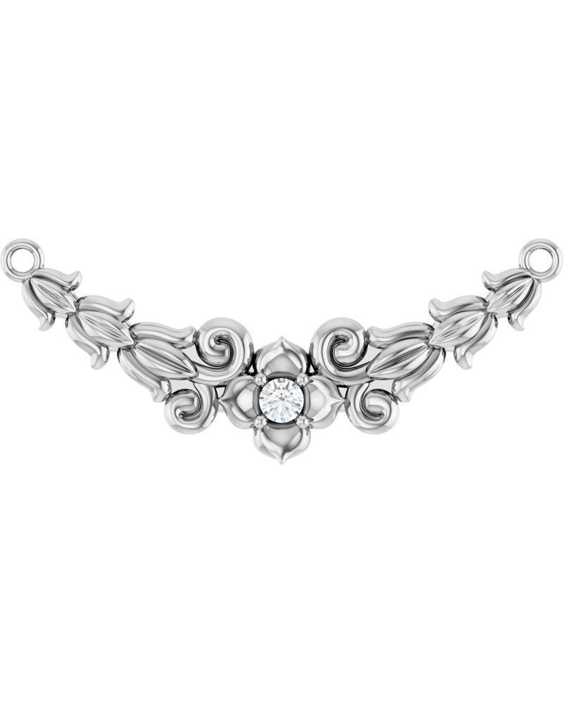 Colar Floral em Ouro 14k com Diamantes de Laboratório