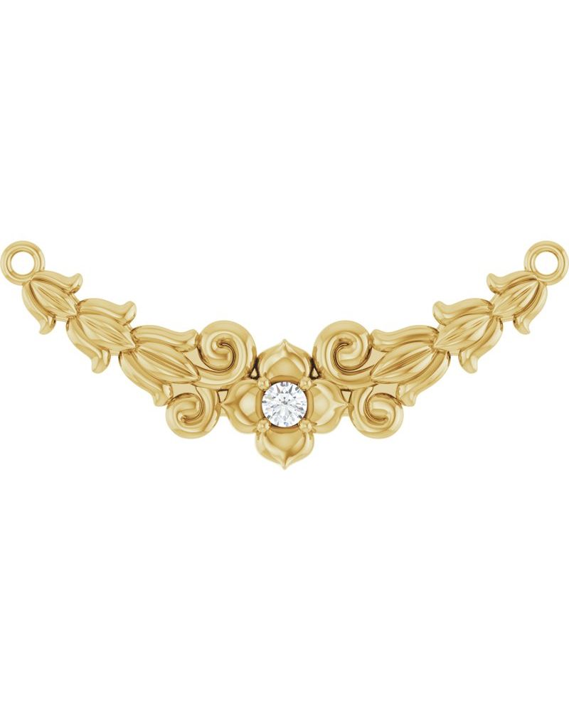 Colar Floral em Ouro 14k com Diamantes de Laboratório