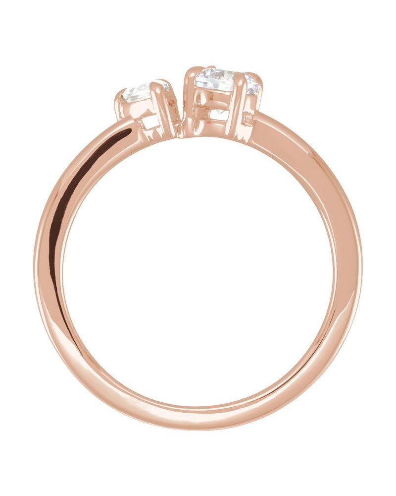 Anel Duas Pedras em Ouro 14k com Diamantes de Laboratório – Modelo 4