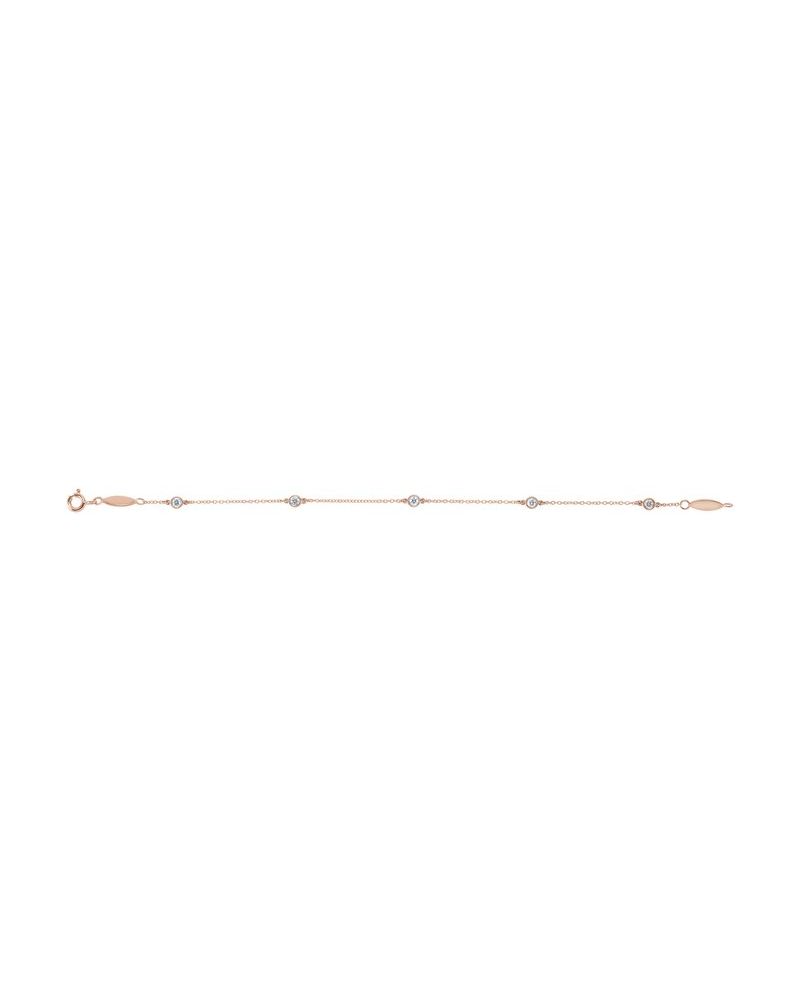 Pulseira Cinco Estações com Cravação Bezel em Ouro 14k com Diamantes Naturais