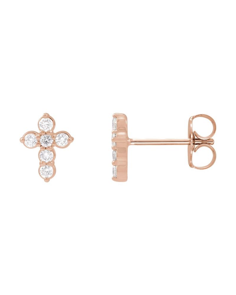 Brinco Cruz em Ouro 14k com Diamantes de Laboratório