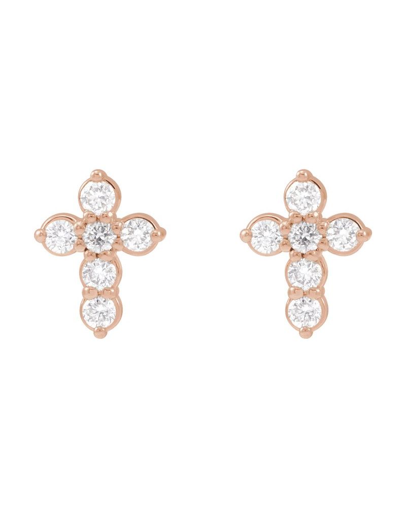 Brinco Cruz em Ouro 14k com Diamantes de Laboratório