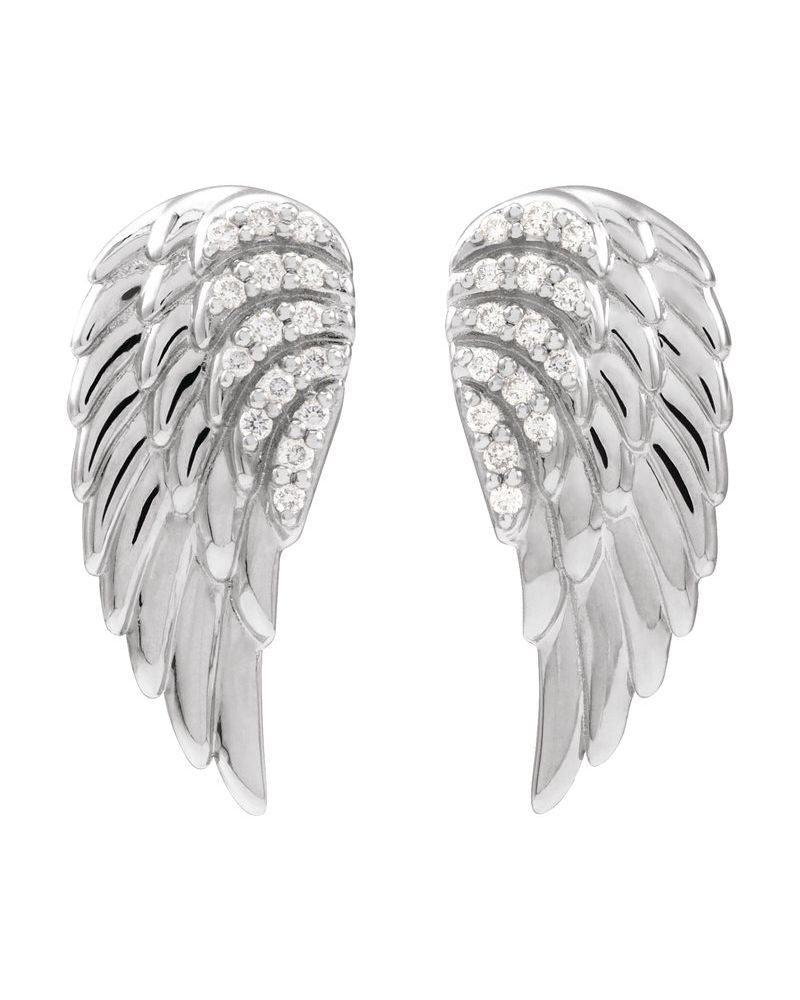 Brinco Asa de Anjo em Ouro 14k com Diamantes Naturais