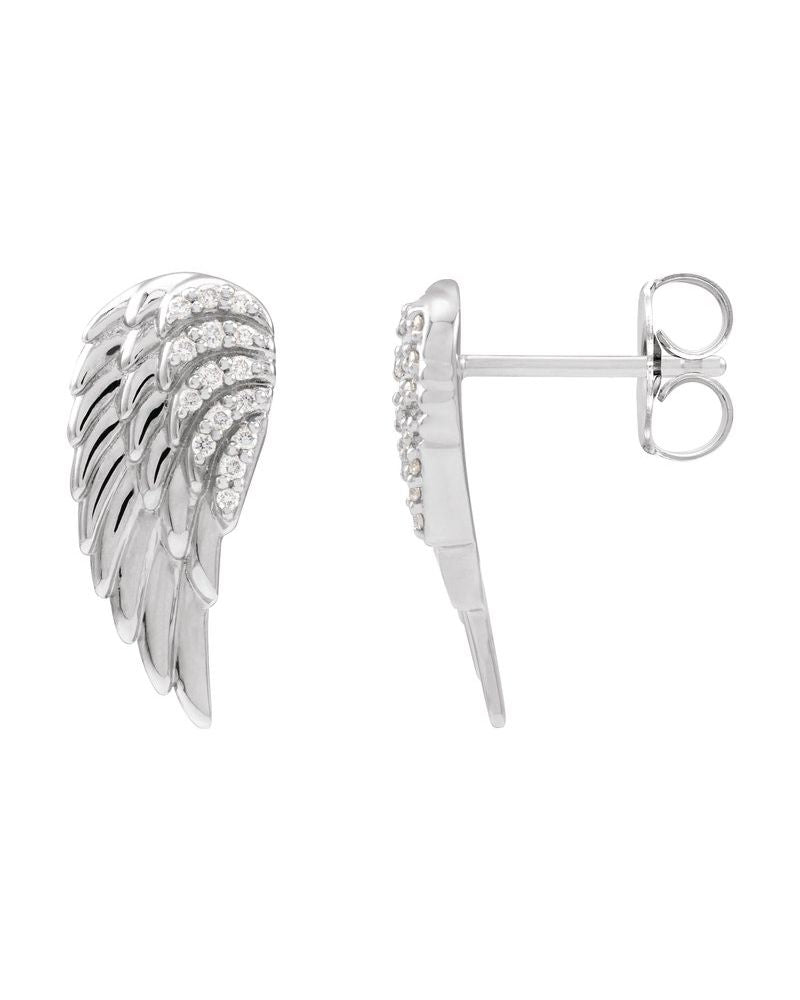 Brinco Asa de Anjo em Ouro 14k com Diamantes Naturais
