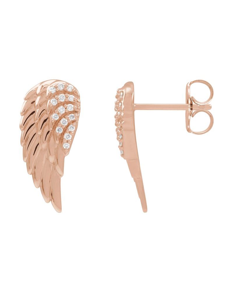 Brinco Asa de Anjo em Ouro 14k com Diamantes Naturais