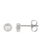 Brinco Ponto de Luz Infantil com Cravação Bezel em Ouro 14k com Diamantes Naturais