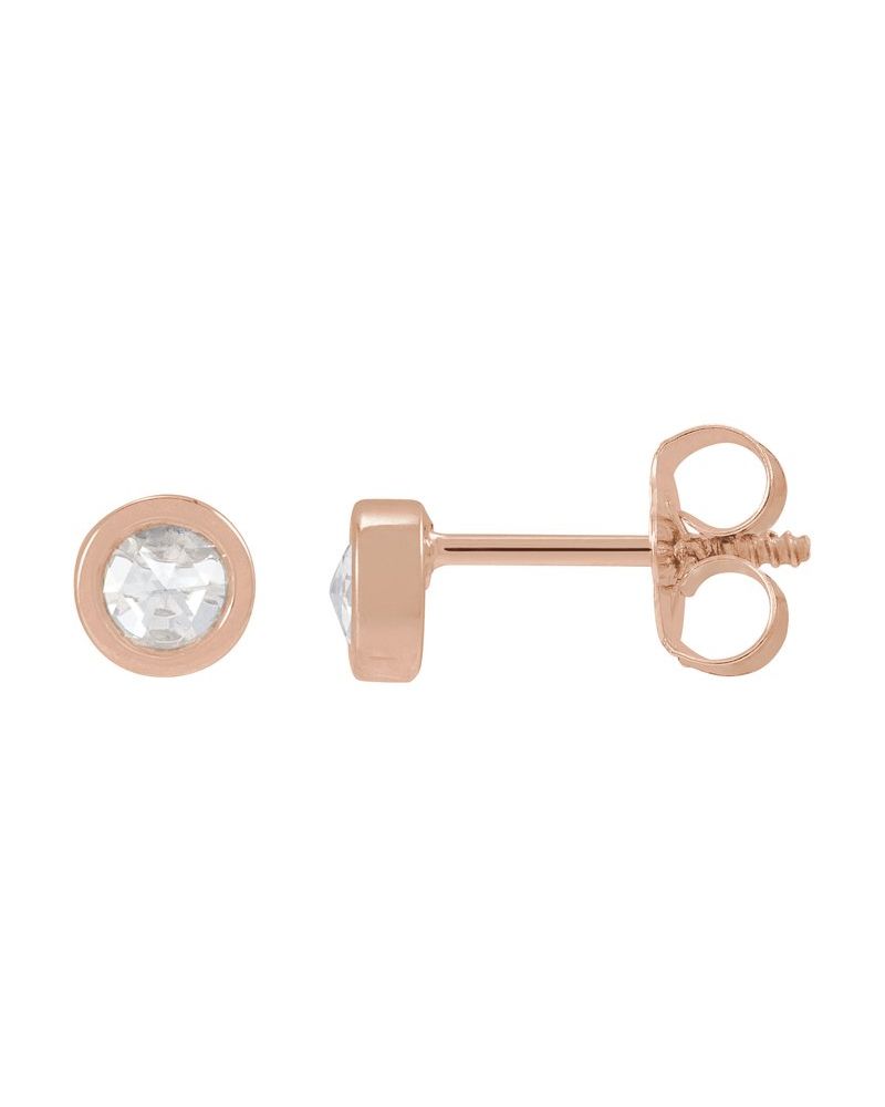 Brinco Ponto de Luz Infantil com Cravação Bezel em Ouro 14k com Diamantes Naturais
