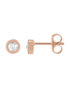 Brinco Ponto de Luz Infantil com Cravação Bezel em Ouro 14k com Diamantes Naturais