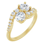 Anel de Noivado Toi et Moi Duas Pedras Delicado em Ouro 14k com Diamantes Naturais – Amarelo 14k