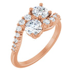 Anel de Noivado Toi et Moi Duas Pedras Delicado em Ouro 14k com Diamantes Naturais – Rosé 14k