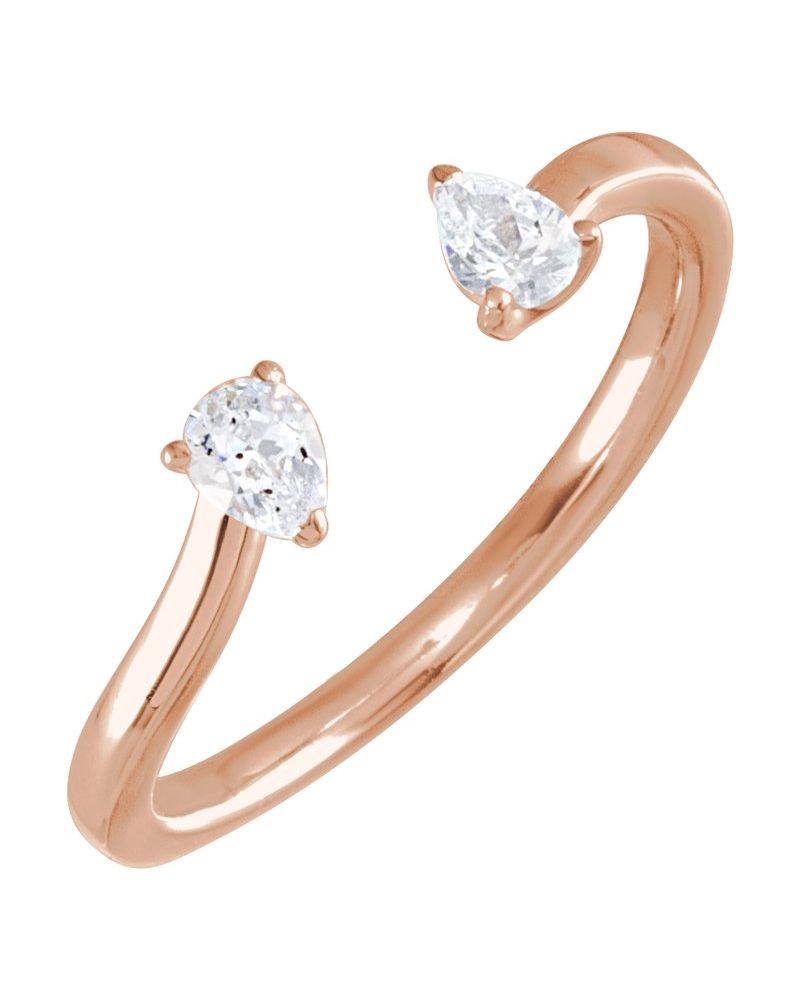 Anel Duas Pedras em Ouro 14k com Diamantes de Laboratório – Modelo 2
