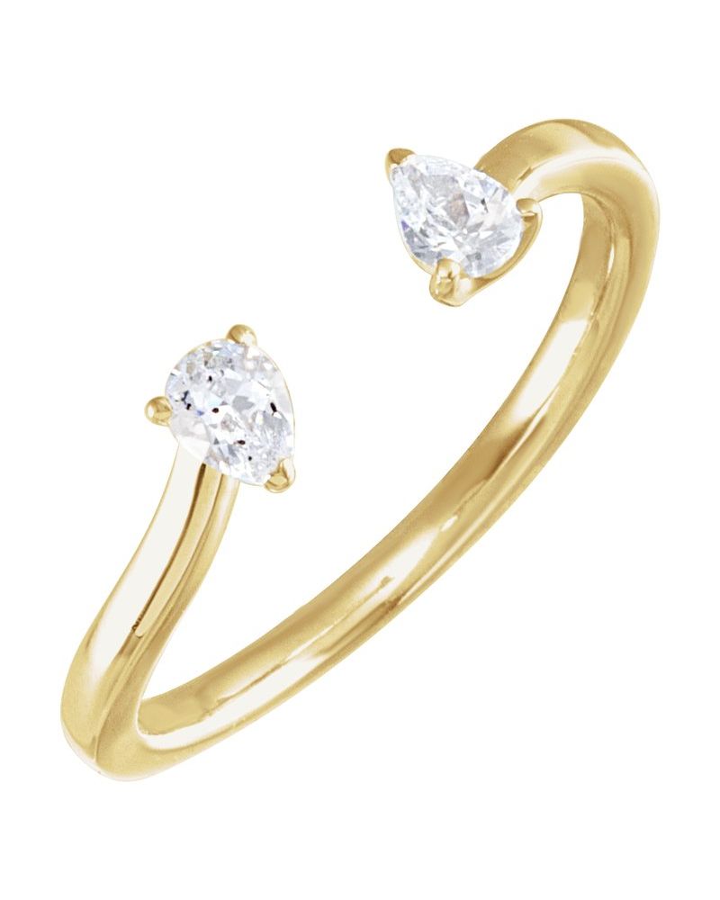 Anel Duas Pedras em Ouro 14k com Diamantes de Laboratório – Modelo 2
