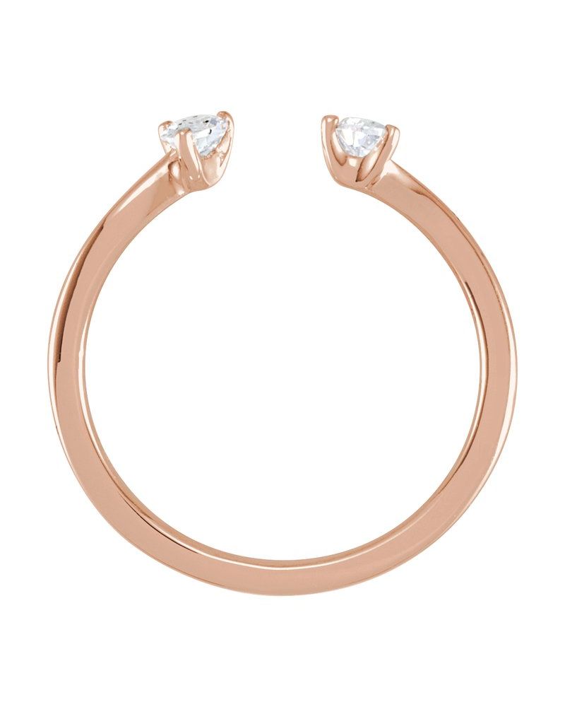 Anel Duas Pedras em Ouro 14k com Diamantes de Laboratório – Modelo 2
