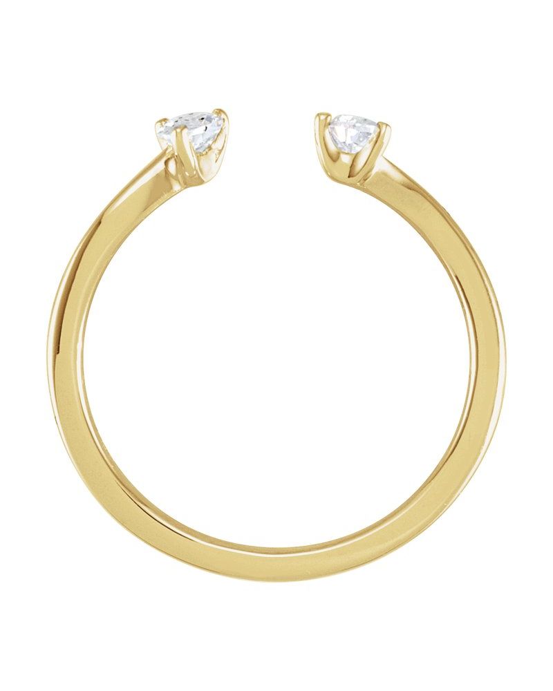 Anel Duas Pedras em Ouro 14k com Diamantes de Laboratório – Modelo 2
