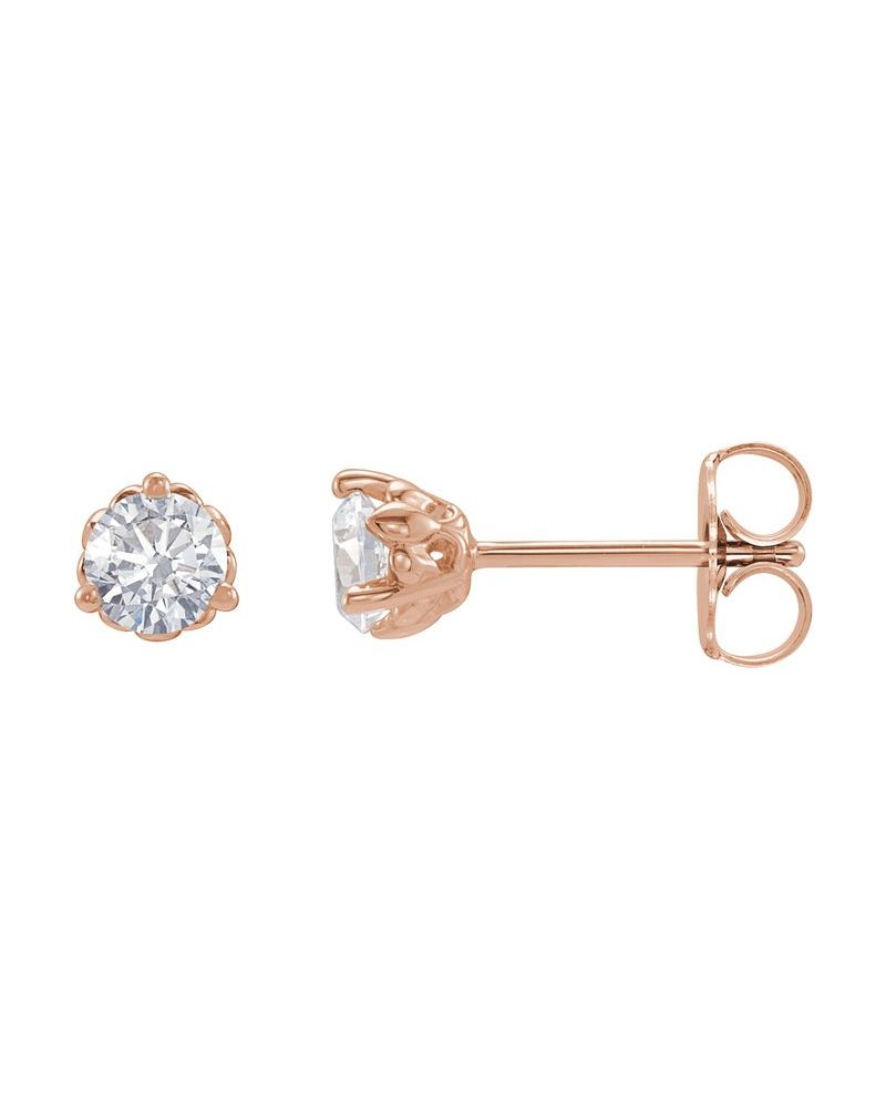 Brinco Redondo Três Garras Flor-de-lis em Ouro 14k com Diamantes de Laboratório