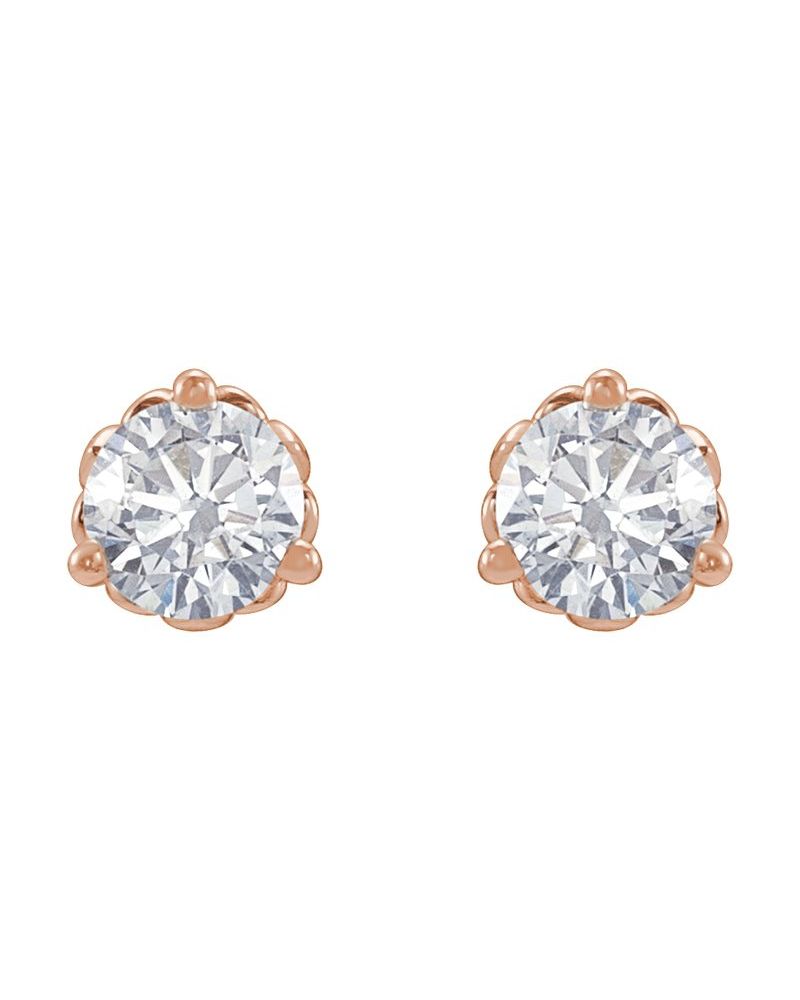 Brinco Redondo Três Garras Flor-de-lis em Ouro 14k com Diamantes de Laboratório
