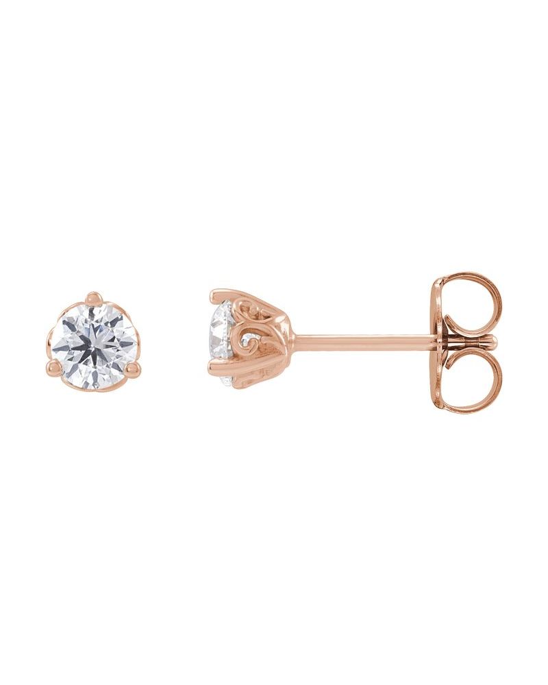 Brinco Ponto de Luz Redondo Três Garras Arabesco em Ouro 14k com Diamantes Naturais – Modelo 2