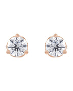 Brinco Ponto de Luz Redondo Três Garras Arabesco em Ouro 14k com Diamantes de Laboratório – Modelo 2